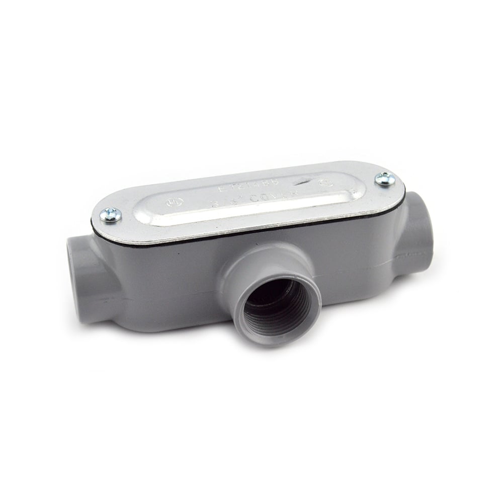 Rigid and IMC Conduit Body, Type T, Aluminum, Cover and Gasket, Size 3/4 Inch