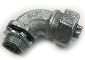 Connector, Liquid Tight, 90 Degree,Insulated Throat, Size 1 1/4 Inch