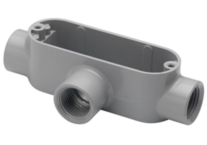 Rigid and IMC Conduit Body, Type T, Aluminum, Size 1 1/4 Inch