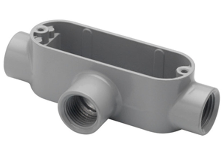 Rigid and IMC Conduit Body, Type T, Aluminum, Size 1 1/2 Inch