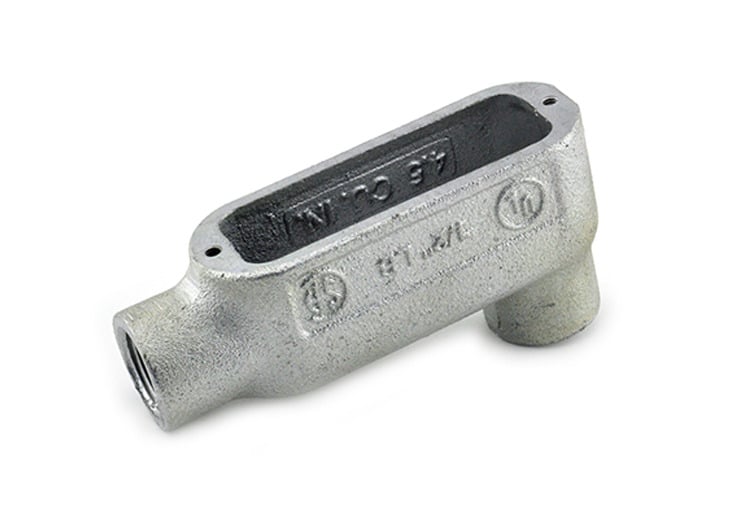 Rigid and IMC Conduit Body, Type LB, Malleable Iron, Size 1/2 Inch