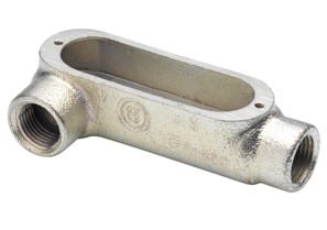 Rigid and IMC Conduit Body, Type LR, Malleable Iron, Size 3/4 Inch