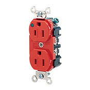 15-Amp, 125 Volt, Extra Heavy Duty Hospital Grade, Duplex Receptacle, Straight Blade, Self Grounding, Power Indication, Red