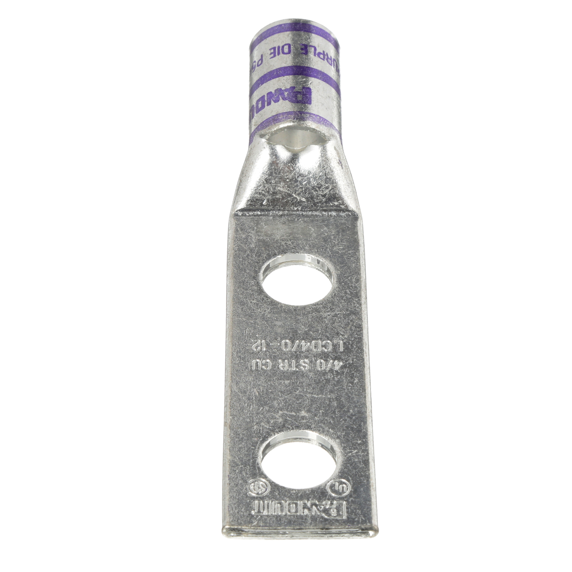 Copper Compression Lug, 2 Hole, 4/0 AWG,