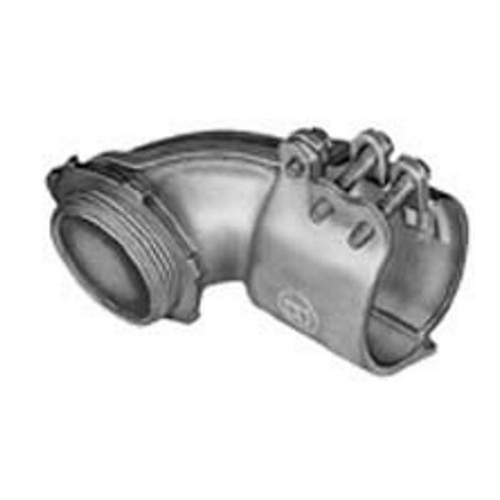 Connector, 90 Degrees, Malleable Iron, Insulated Throat, Size K.O. 1 1/2 Inch