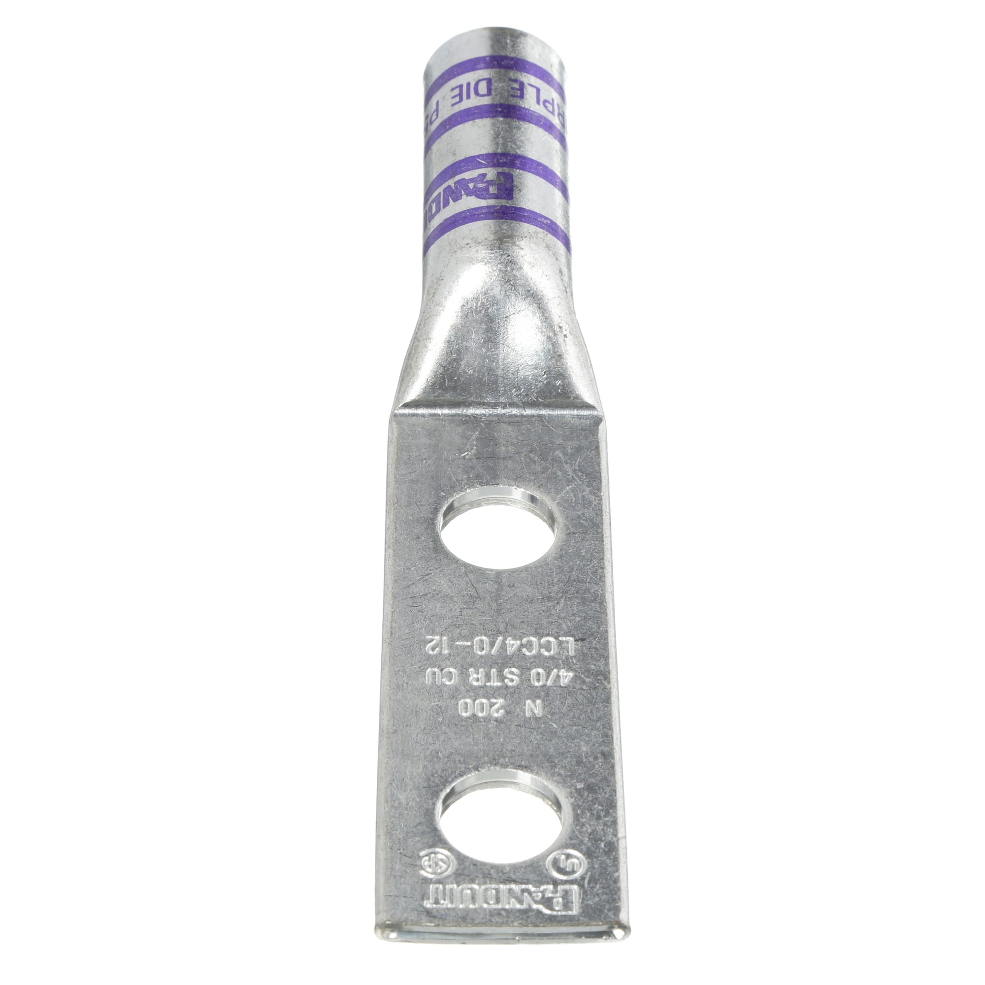 Copper Compression Lug, 2 Hole, 4/0 AWG,