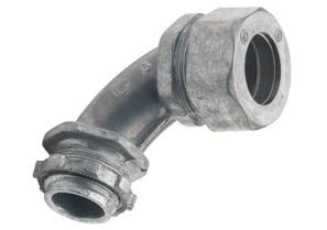 Connector, Compression, 90 Degree, Zinc Die Cast, Size 1/2 Inch