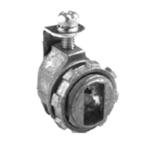 Connector, Strap, Single Screw, Zinc Die Cast, Trade Size 3/8 Inch FMC.