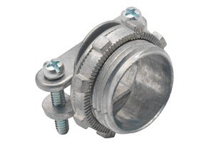 Connector, Strap, Two Screw, Zinc Die Cast, Oval Cable, Size K.O. 1 1/2 Inch