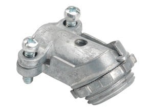 Connector, 45 Degree, Zinc Die Cast, Flex Size 3/8 Inch