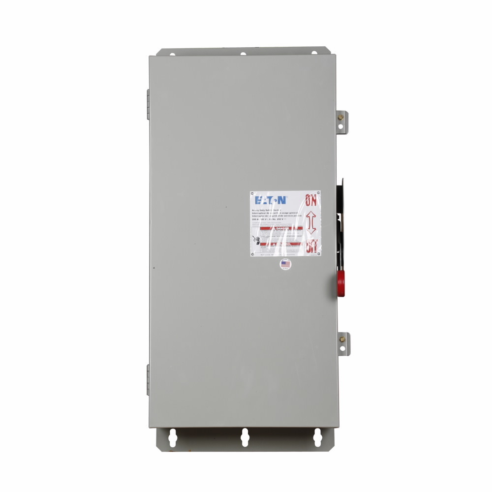 Eaton Heavy duty single-throw fused safety switch, 200 A, NEMA 12/3R, Painted galvanized steel, Class H, Fusible without neutral, Three-pole, Three-wire, 600 V, Max Hp: 50, 50/ 125, 150 hp (1/3PH @480, 600 V), #6-300 kcmil Cu/Al