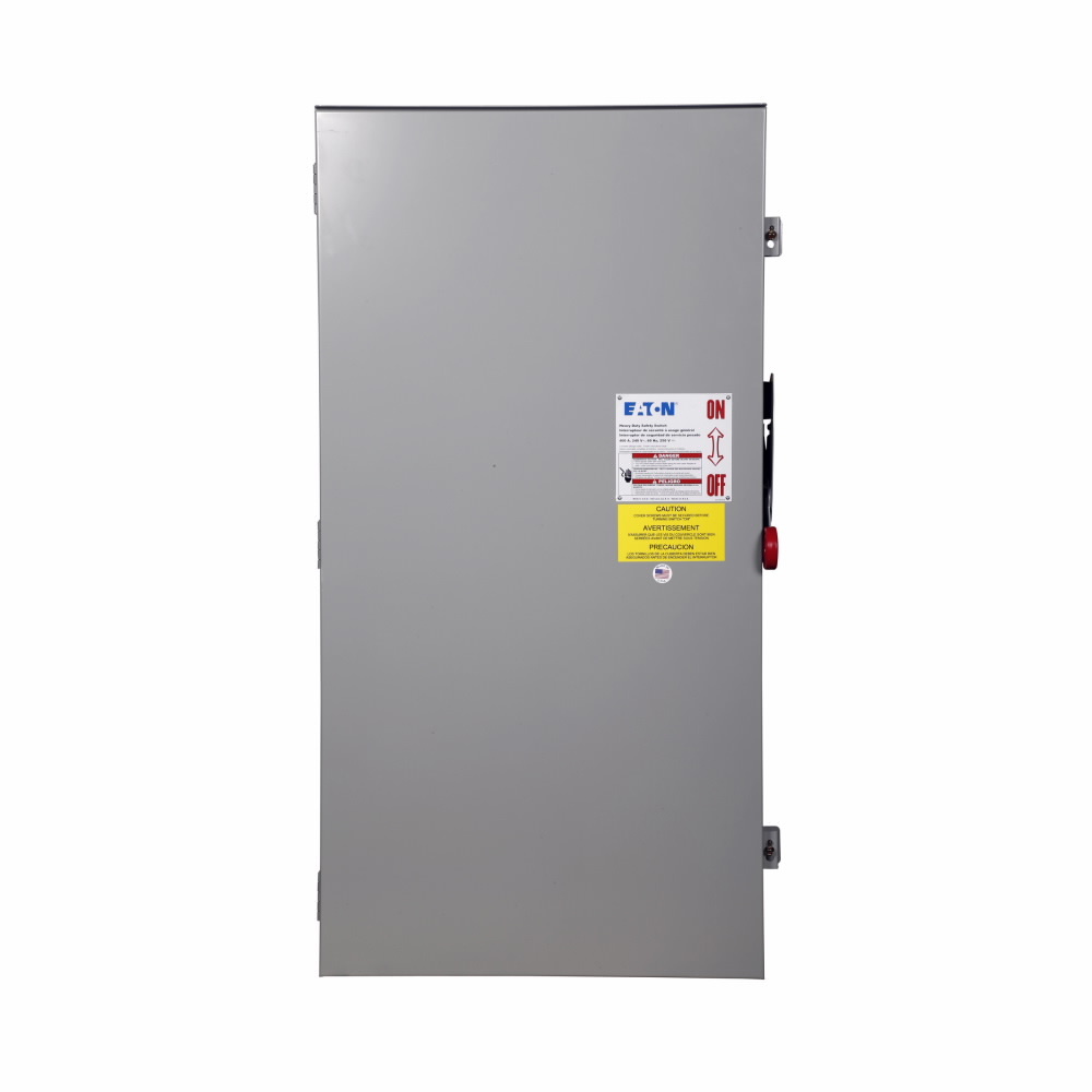 Eaton Enhanced visible blade single-throw safety switch, 400 A, NEMA 3R, Painted galvanized steel, Class H, Three-pole, Three-wire, 240 V, Max Hp: 50, 125/ 50 hp (3PH @Std, TD/250 Vdc), (2)#1/0-(2)300 kcmil or (1)#1/0-(1)750 kcmil Al