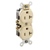 20-Amp, 125-Volt, Narrow Body Duplex Receptacle, Straight Blade, Commercial Grade, Self Grounding, Orange