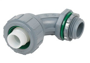 Connector, Liquid Tight, 90 Degree Non-Metallic, Size 3/8 Inch
