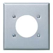 2-Gang Power Receptacle Wallplate, Flush Mount, Standard Size, Device Mount, 302 Stainless Steel