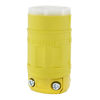 15 Amp, 250 Volt, Connector, Industrial Grade, Straight Blade, Grounding, Dustguard, Yellow