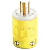 15 Amp, 125 Volt, Plug, Industrial Grade, Straight Blade, Dustguard, Grounding, Yellow