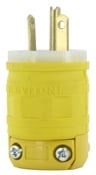 20 Amp, 250 Volt, Straight Blade, Plug, Industrial Grade, Grounding, Dustguard, Yellow