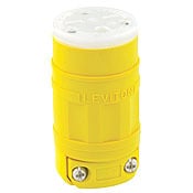 15-Amp, 250 Volt, Straight Blade, Industrial Grade, Connector, Grounding, Wetguard, Yellow