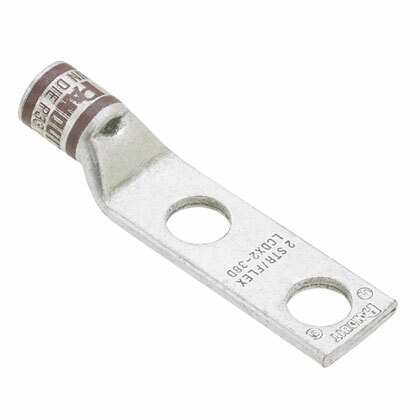 Copper Compression Lug, 2 Hole, #2 AWG F