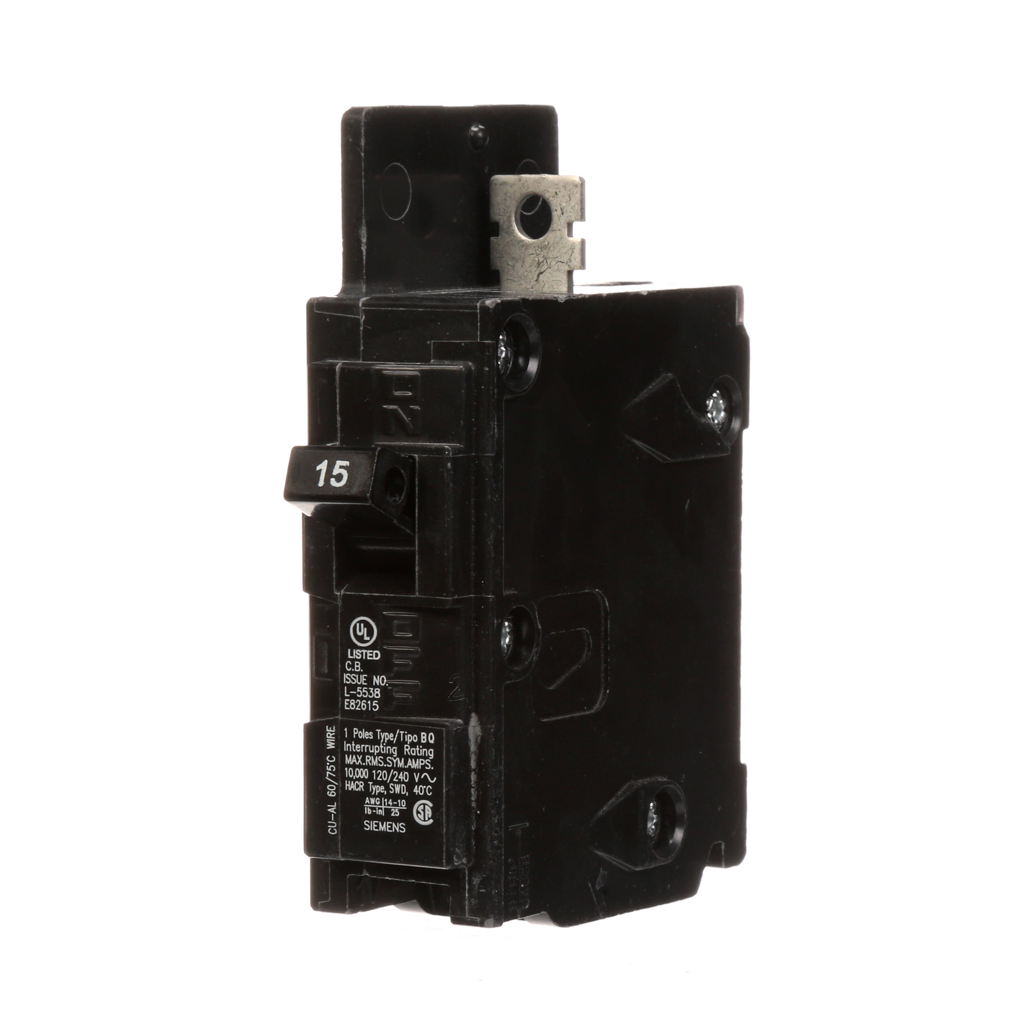  Low Voltage Molded Case Circuit Breakers General Purpose MCCBs are Circuit Protection Molded Case Circuit Breakers. 1-Pole circuit breaker type BQ. Rated 120V (015A) (AIR 10 kA). Special features Load side lugs are included.