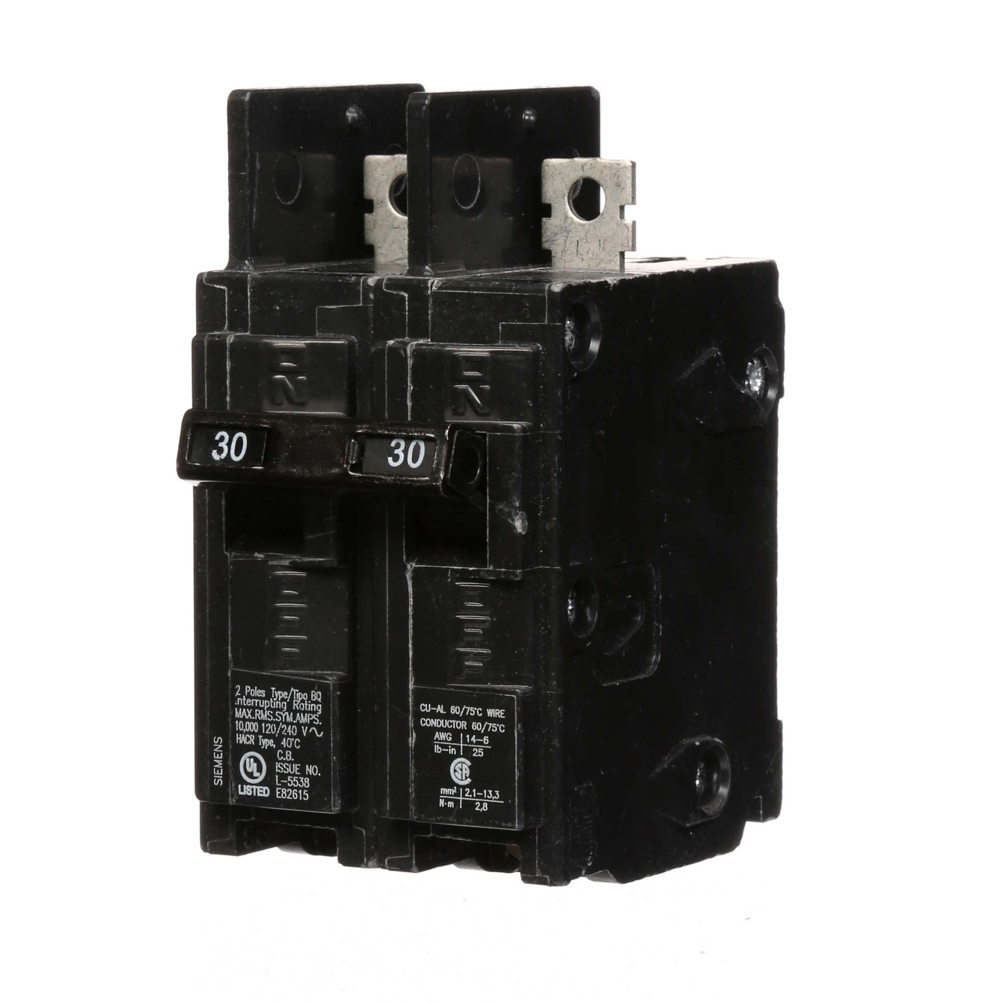  Low Voltage Molded Case Circuit Breakers General Purpose MCCBs - Type BQ, 2-Pole, 120/240VAC are Circuit Protection Molded Case Circuit Breakers. 2-Pole Common-Trip circuit breaker type BQ. Rated 120/240V (030A) (AIR 10 kA). Special features Load side lugs are included.