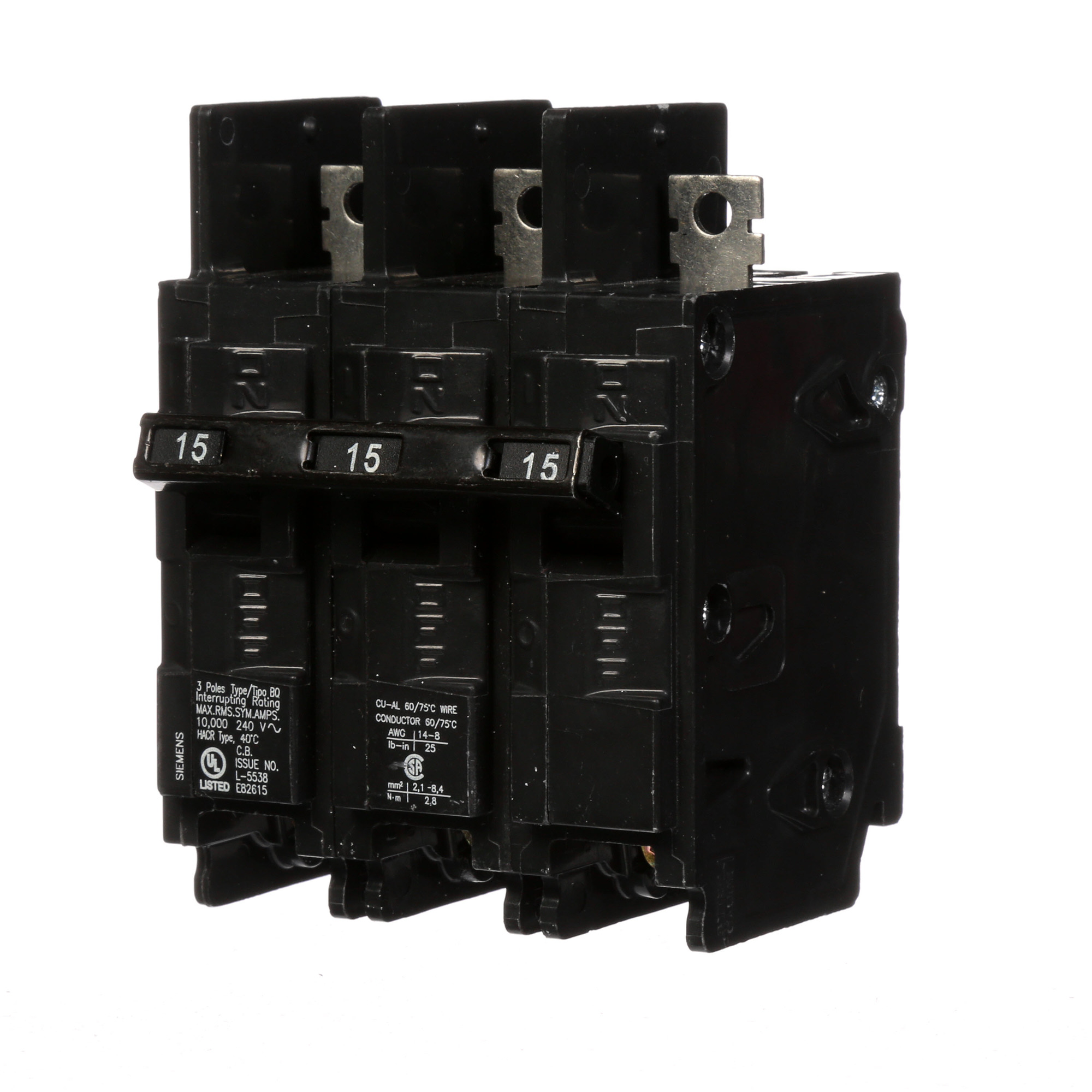  Low Voltage Molded Case Circuit Breakers General Purpose MCCBs are Circuit Protection Molded Case Circuit Breakers. 3-Pole Common-Trip circuit breaker type BQ. Rated 240V (015A) (AIR 10 kA). Special features Load side lugs are included.