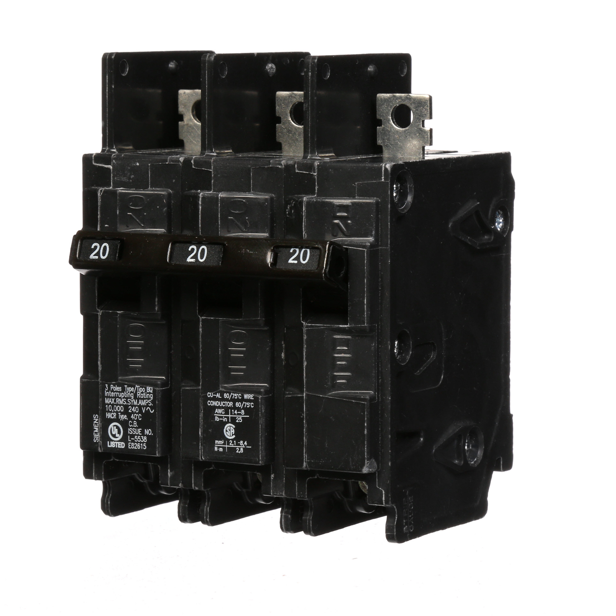  Low Voltage Molded Case Circuit Breakers General Purpose MCCBs are Circuit Protection Molded Case Circuit Breakers. 3-Pole Common-Trip circuit breaker type BQ. Rated 240V (020A) (AIR 10 kA). Special features Load side lugs are included.