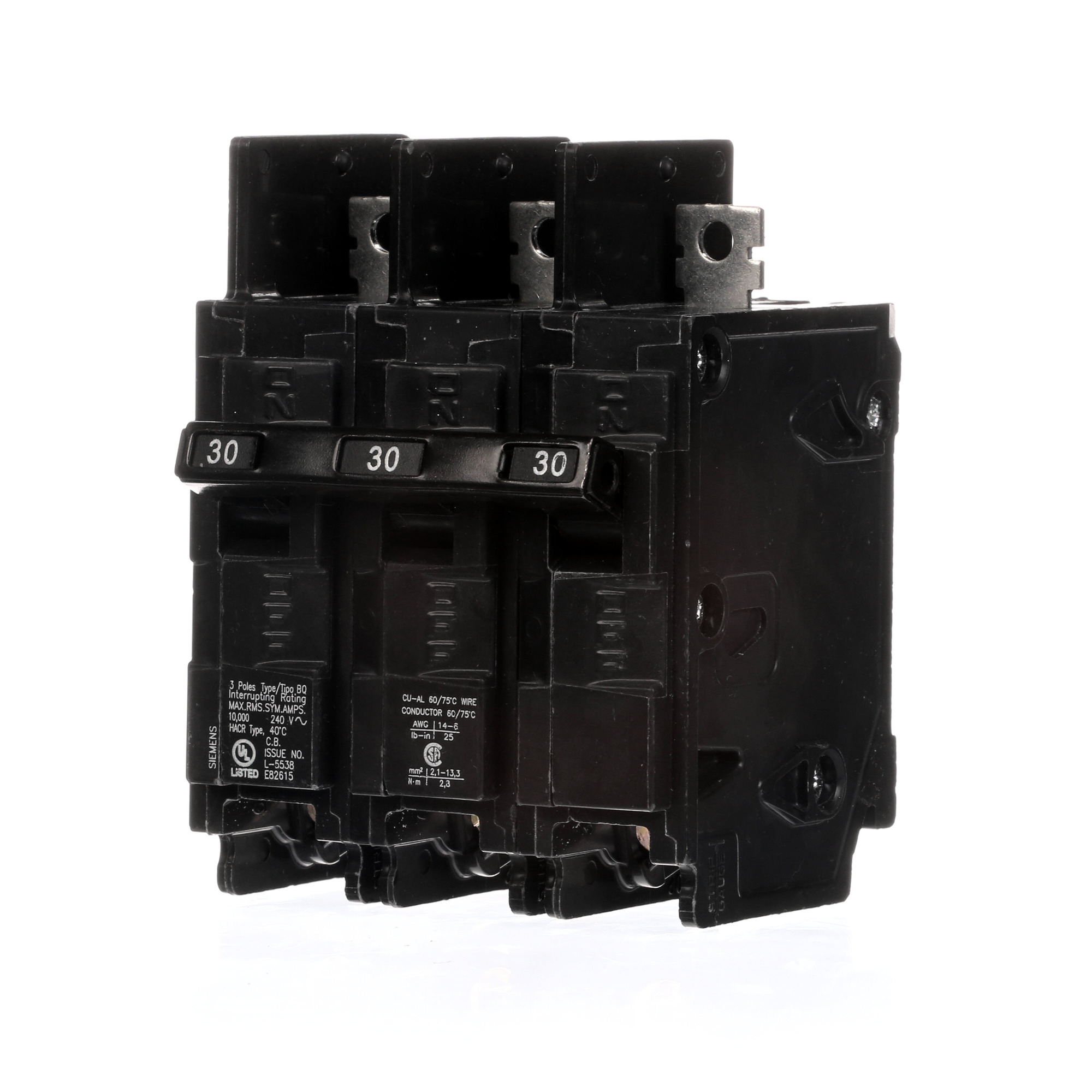  Low Voltage Molded Case Circuit Breakers General Purpose MCCBs are Circuit Protection Molded Case Circuit Breakers. 3-Pole Common-Trip circuit breaker type BQ. Rated 240V (030A) (AIR 10 kA). Special features Load side lugs are included.