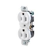 15 Amp, 125 Volt, Without Ears Duplex Receptacle, Residential Grade, Grounding, All Screws Backed Out, White