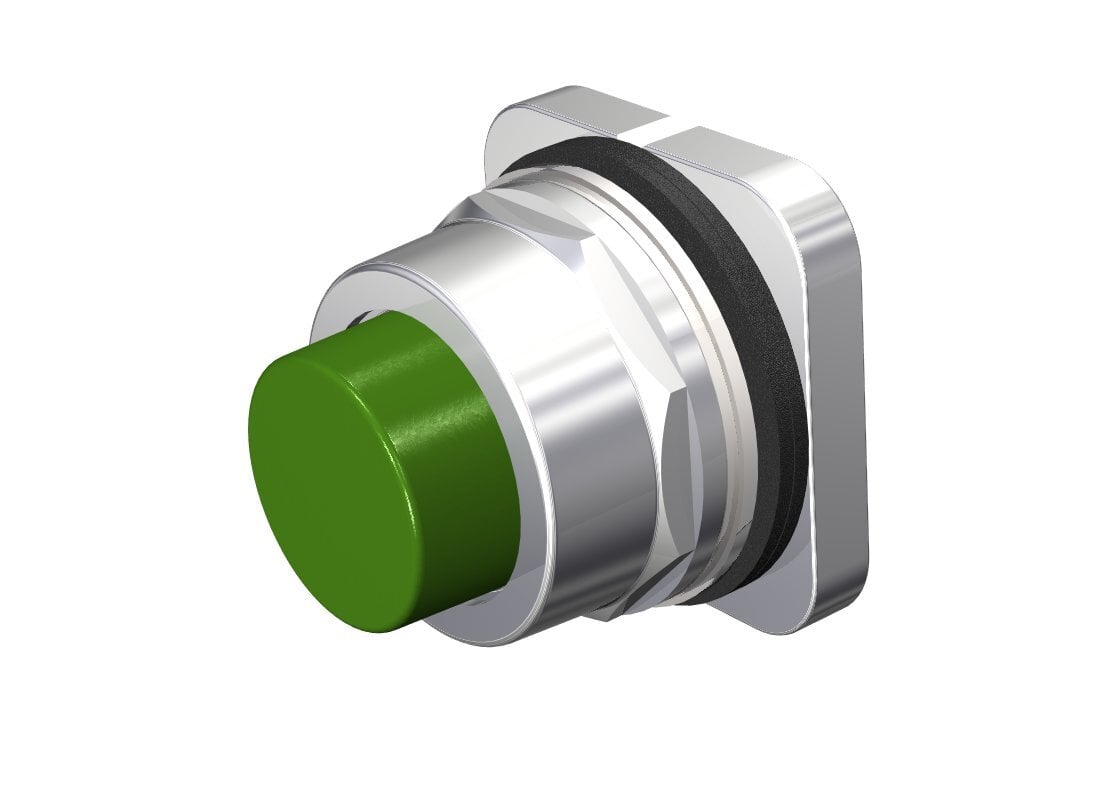 Metal, Pushbutton 2 position Operator Only Momentary Extended, Green Non-Illuminated UL File E22655 in Vol. 6 (7) Sec. 13 (2)