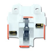 G24D-3 Base, 26W/32W 2-Pin, 10mm Compact Fluorescent Lampholder, Vertical, Bottom Snap-In, Orange Color Code, , Quick-Connect 18AWG Solid or Str. Tinned - White Body