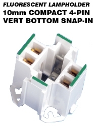 G24q-2, GX24q-2 Base, 18W 4-Pin, 10mm Compact Fluorescent Lampholder, Vertical, Bottom Snap-In, Green Color Code, , Quick-Connect 18AWG Solid or Str. Tinned - White Body