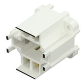G24q-1, GX24q-1 Base, 10W 13W 4-Pin, 10mm Compact Fluorescent Lampholder, Vertical, Bottom Screw-Down, Black Color Code, , Quick-Connect 18AWG Solid or Str. Tinned - White Body