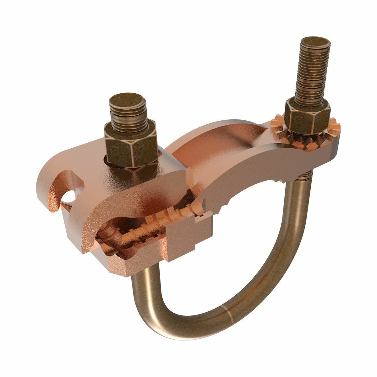 Mechanical Grounding Connector, Conductor to Water Pipe, 4-4/0 AWG, 1-1/4"-2" Pipe, 3/8" Stud.