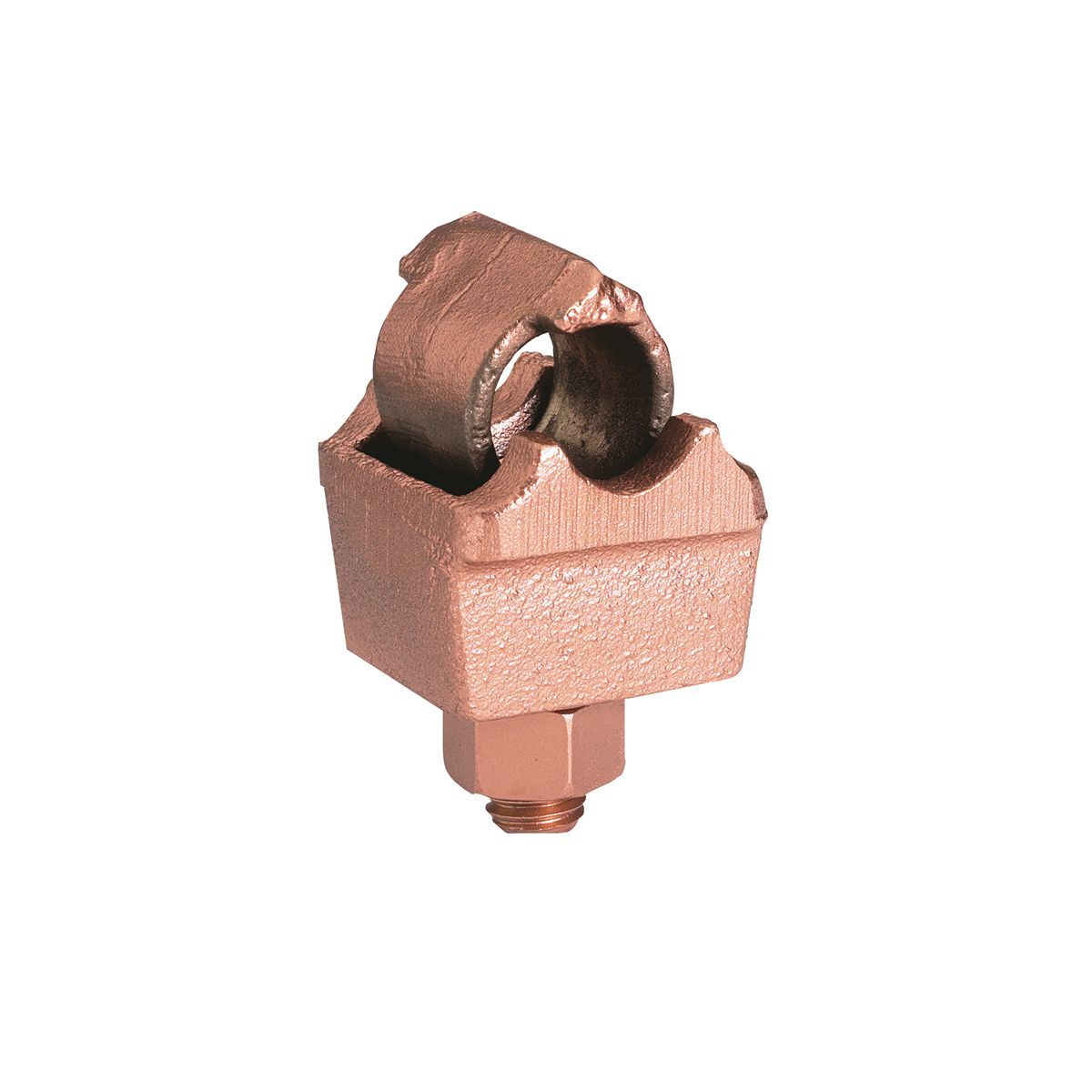 Copper Bartap, Cable to Drilled Bar, 8 AWG (Sol)-2/0 AWG (Str) Cu Cable, 230 kV, Silicon Bronze H/W,1.1/8 W,2-40/50 H.
