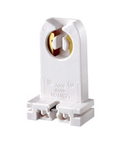 Medium Base, Bi-Pin, Standard Fluorescent Lampholder, Tall Profile, Slide-On, Turn-Type, No Side Grooves,Captive Nut Screws Packed Bulk, Quick-Connect 18AWG Solid or Str. Tinned - White Captive Nut Screws Packed Bulk
