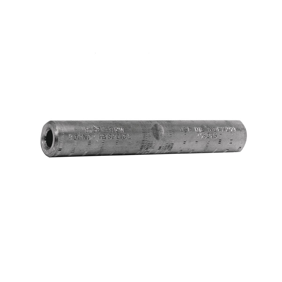 HYSPLICE Single Sleeve Full Tension Splice, Accommodates Wire: 250 kcmil Cu (Hard, Medium, or Soft Drawn), Die Index: 169, Made of copper tubing, Installed with standard tools and dies.