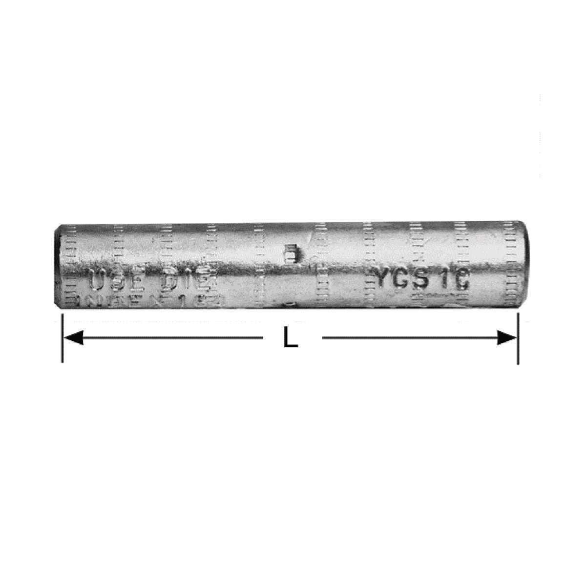 HYSPLICE AL sleeve with staked cable stop, designed to withstand jumper loop tensile and vibration stresses. ANSI C119.4 CLASS 2 (PARTIAL TENSION), 8-3/4 IN L.