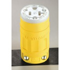 Leviton 1548 20 Amp, 250 Volt, Connector, Straight Blade, Industrial Grade, Grounding, Dustguard, Yellow