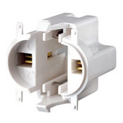 G23 Base, 5W 7W 9W 2-Pin, Compact Fluorescent Lampholder, Vertical, Top Snap-In, Color Code, , Quick-Connect 18AWG Solid or Str. Tinned - White Body