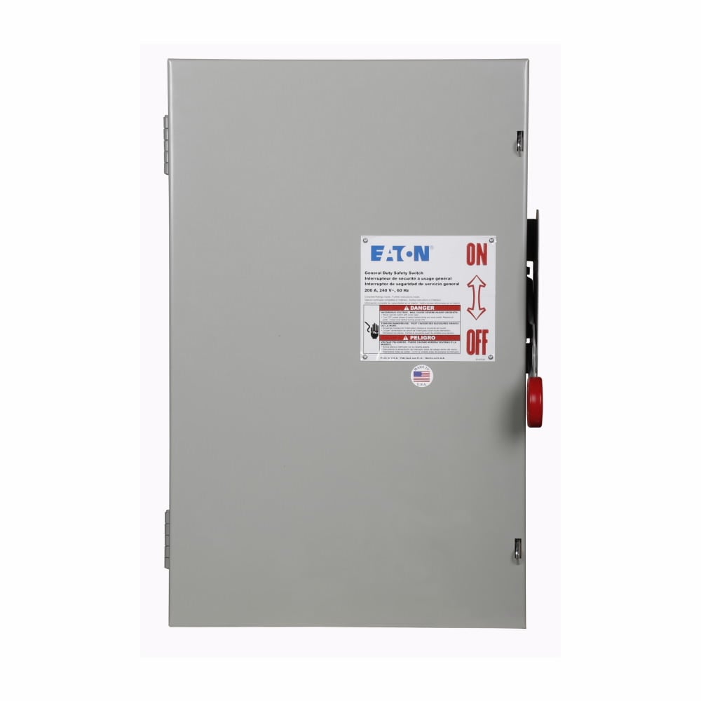 Eaton General duty cartridge fuse safety switch, 200 A, NEMA 1, Painted steel, Class H fuses, Fusible with neutral, Two-pole, Three-wire, Category: general duty safety switch, 240 V