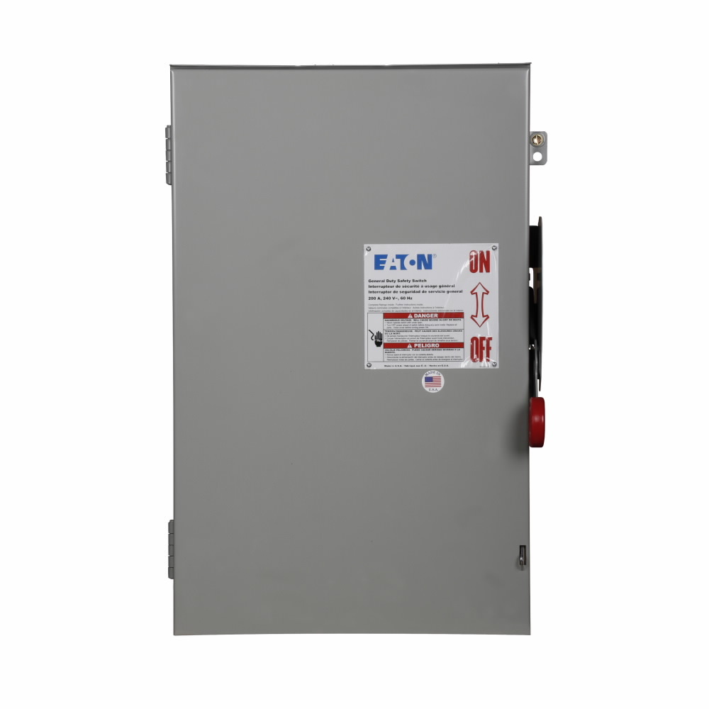 Eaton General duty cartridge fuse safety switch, 200 A, NEMA 3R, Painted galvanized steel, Class H fuses, Fusible with neutral, Two-pole, Three-wire, Category: general duty safety switch, 240 V