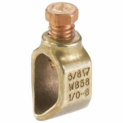 Bronze copper ground rod clamp type WB, 3/4" ground rod size or 5/8" ground rod size.