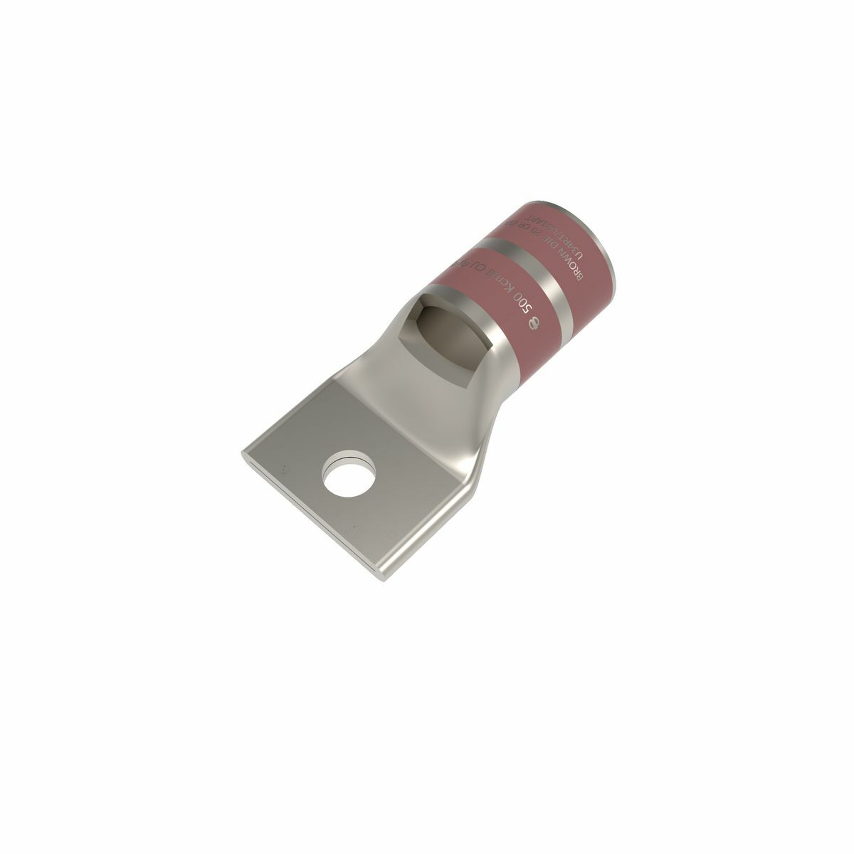 500 kcmil CU, One Hole, 3/8 Stud Size, Standard Barrel, Inspection Window, Internal Chamfer, Tin Plated, UL/CSA 90? Up to 35kV, BROWN Color Code, 20 or 299 Die Index.
