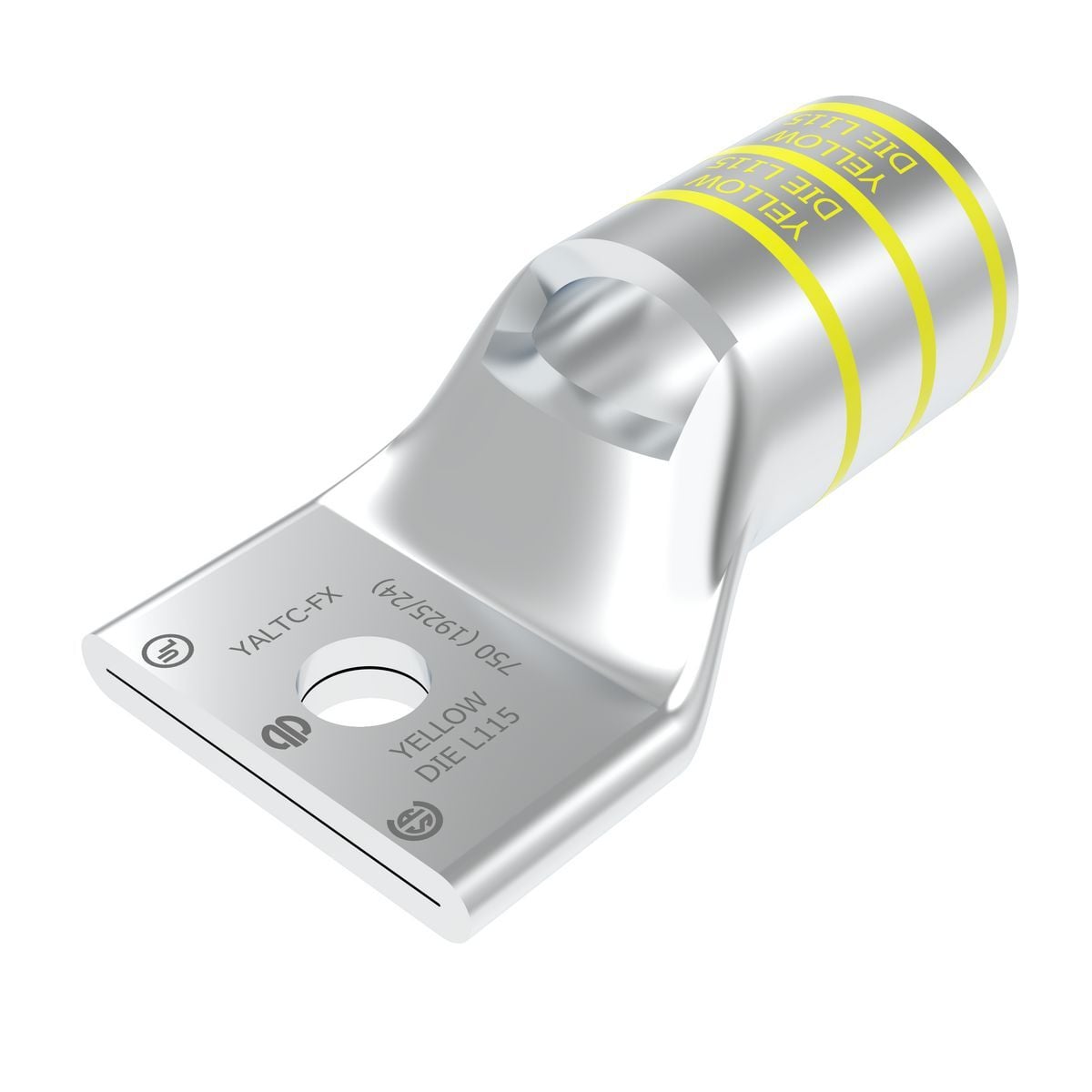 750 kcmil G,H,777 DLO CU, One Hole, 1/2 Stud Size,  Standard Barrel, Inspection Window Internal Chamfer, Tin Plated, UL/CSA, 90?C, Up to 35kV, Yellow Color Code, L115 Die Index.
