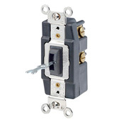 30 Amp, 120/277 Volt, Toggle Locking Double-Throw Ctr-OFF Maintained Contact Double-Pole AC Quiet Switch, Industrial Grade, Grounding, Back & Side Wired - Brown