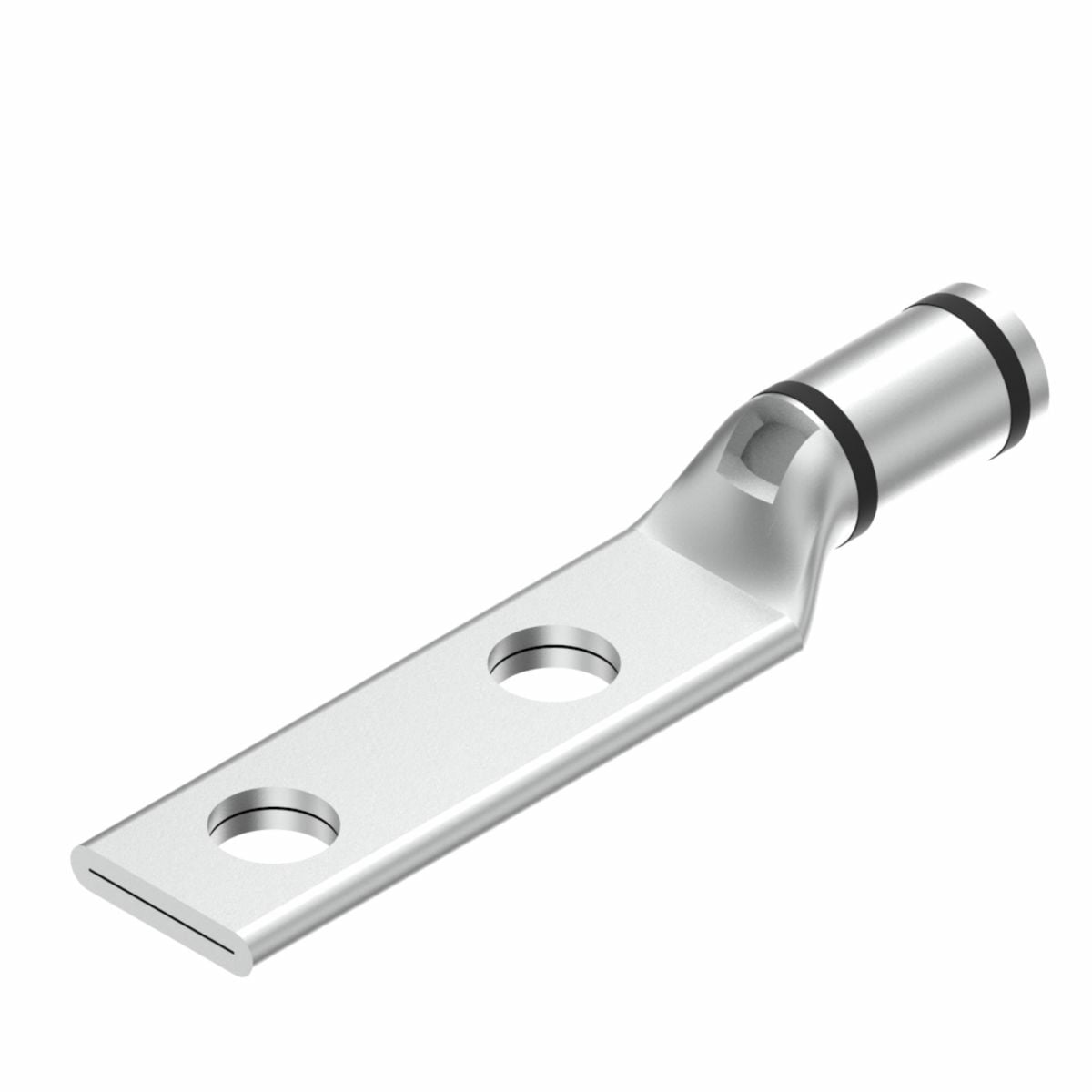 2/0 Flex G,H,I,K,M,DLO, 2/0 AWG CU, Two Hole, 3/8 Stud Size, 1 Hole Spacing, Standard Barrel, Inspection Window, Internal Chamfer, Tin Plated, UL/CSA, 90?C, Up to 35kV, Black Color Code, 13 Die Index.