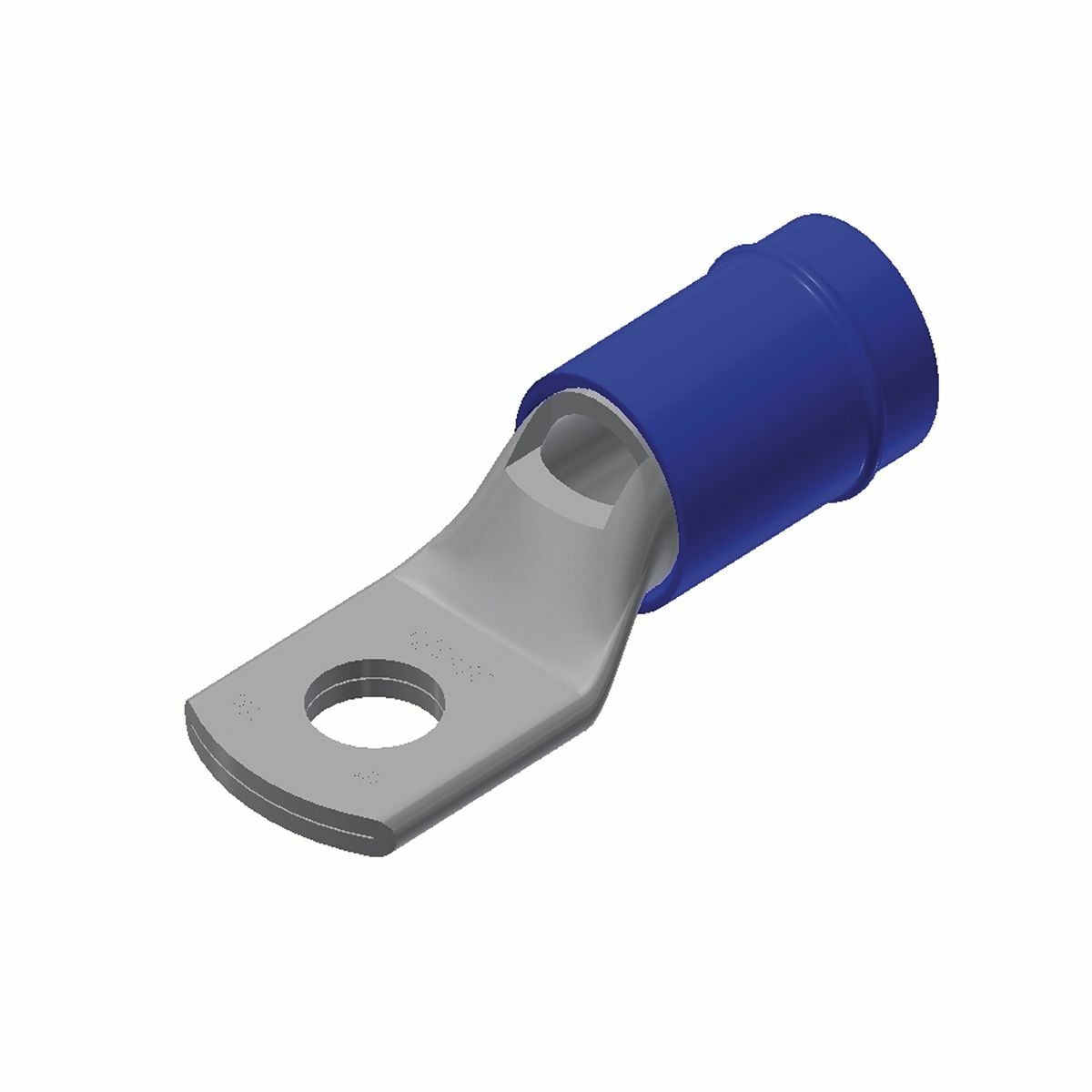 Copper Terminal, Ring Tongue w/ Inspection Hole, Wire Range 6 AWG, 1/4" Stud, Nylon Insulated, Short Barrel, Tin Plated, 600 Volts Max.