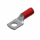 Copper Lug, Ring Tongue, 1 Hole w/ Inspection Hole, 8 AWG, #8-#10 Stud, Insulated, Short Barrel, Tin Plated, 600 Volts Max.